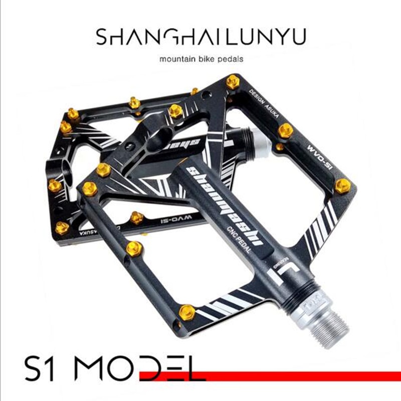 1 par sykkelpedaler 4 lagre avlet, sklisikker cnc aluminiumslegering sykkelpedal ultratynn mtb-pedal med lenker