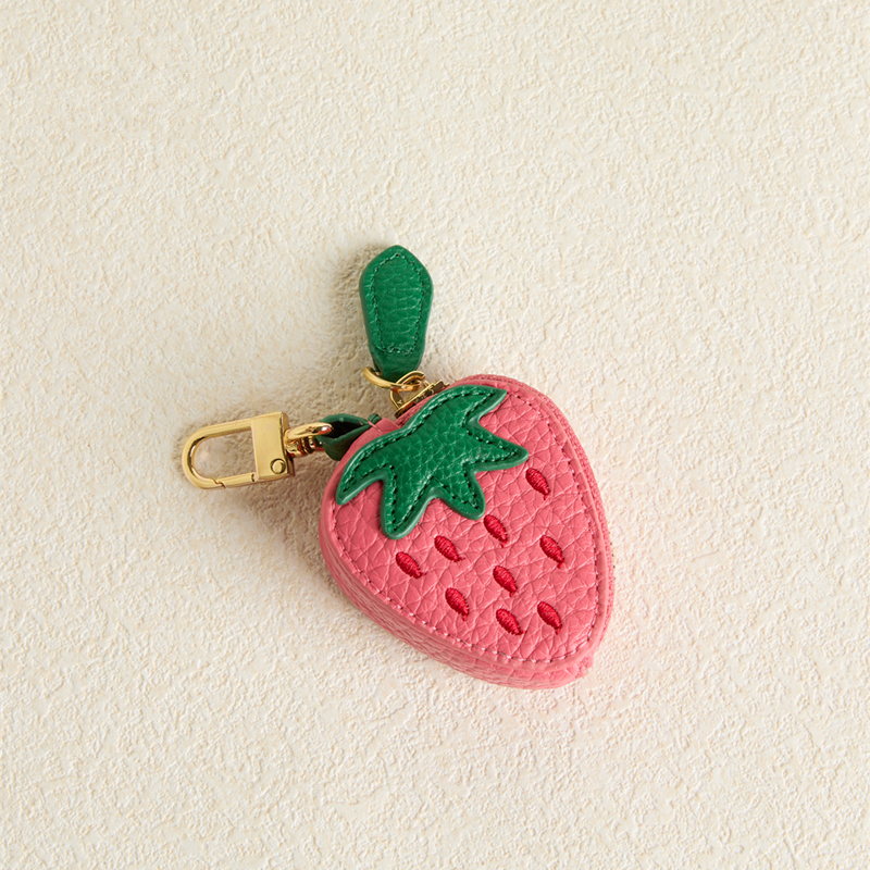 Erdbeerfrucht-Charm-Geldbörse, süßer Schlüsselanhänger, Mini-Beutel, Geldbörse, für Mädchen und Frauen