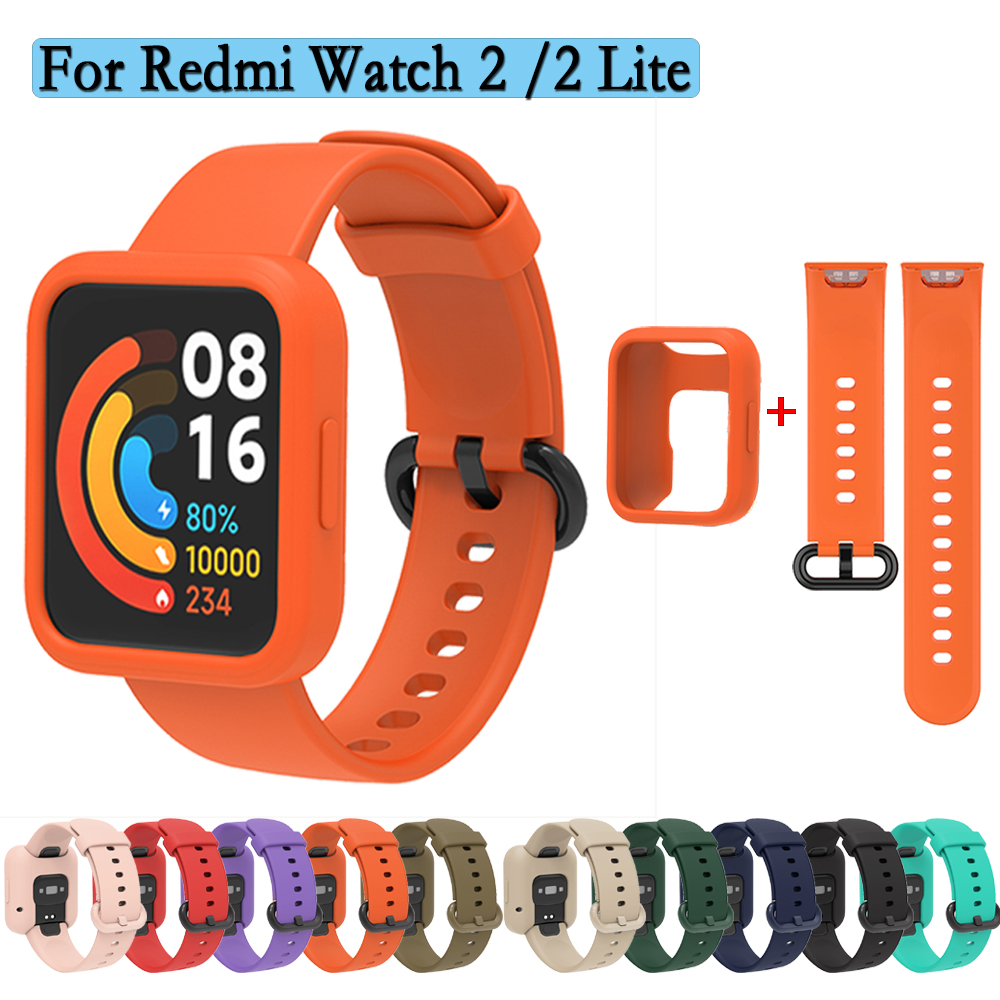 Pour Redmi Watch 2 bracelets + étui de protection Bracelet 2 en 1 Bracelet en Silicone Bracelet de montre pour Redmi Watch 2 Lite