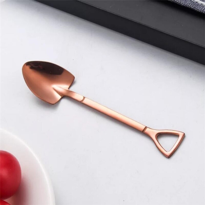 Stainless Steel Spade Dessert Fork Spoon Long Handle Coffee Spoon Teaspoon Stirring Spoon Tableware