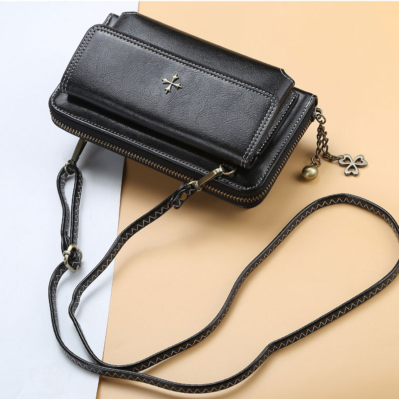 Mini bolso bandolera de para mujer, Bolso tipo cartera con decoración de flores cruzadas, cartera tipo clutch para mujer