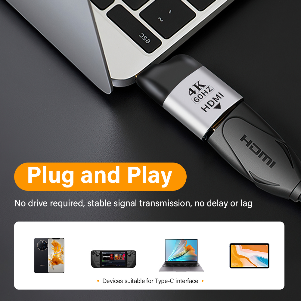 Adaptateur USB 3.1 Type C vers HDMI/DP 1.4 /VGA/miniDP plaqué or, convertisseur de prise de Projection 4K/8k 60Hz USB C mâle vers femelle, vidéo HD