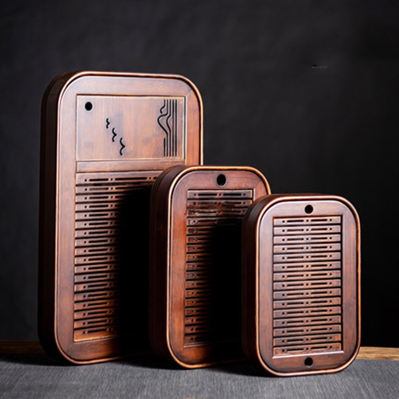 Zestaw herbaty prostokątnej-naturalny bambus taca herbaciana z drewna-drenaż przechowywanie wody herbata przewijak chińska filiżanka robić herbaty akcesoria domowe