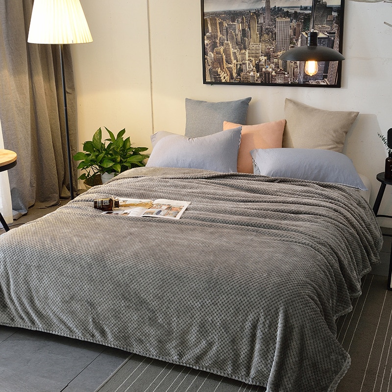 Klassieke Effen Ananas Gewatteerde Plaids En Dekens Lente Zomer Bed Sofa Grijs/Paars Warm Flanel Sprei Slapen Laken