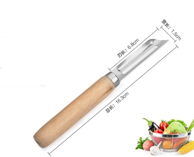 1PC Stainless Steel Cutter Vegetable Fruit Apple Slicer with Wood Handle Potato Peeler Parer Tool KX 197