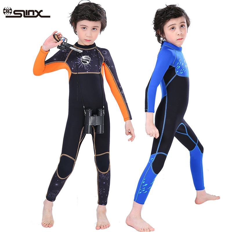 Traje de neopreno para niños y niñas, traje de neopreno de manga larga de 3mm de espesor, protección solar UV de una pieza, con cremallera en la espalda