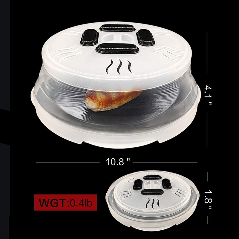Magnetic Microwave Plate Cover Splatter Guard with Steam Vents and Strong Magnets. Microwave Cover. Anti Splash Lid Keeps Microw