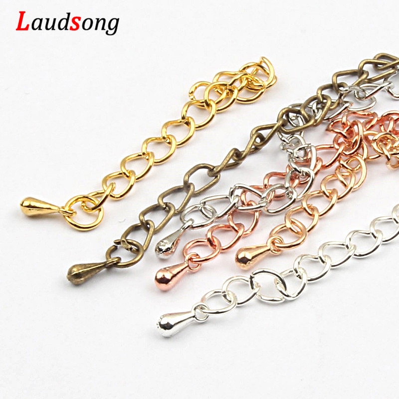 20 unids/lote 50mm extendido extensión cola conector de cadena para hacer joyería pulsera collar Diy suministros