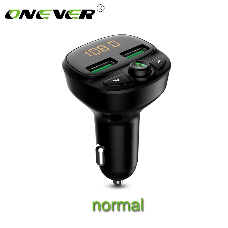 Onever Auto Fm Sender Bluetooth 5,0 Schnelle Ladung Auto Bausatz MP3 Spieler QC 3,0 Auto Ladegerät Adapter Batterie Spannung Doppel USB: normal
