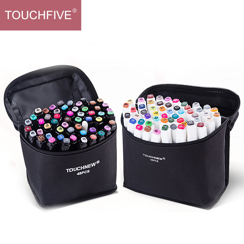 TOUCHFIVE 60 Colors Pen Marker Set Dual Head Sketch Markers Cheap Alcohol Marker Pen For Draw Manga Animation Art Supplie