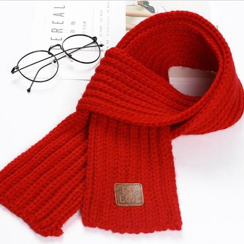 Baby tørklæde ørevarmer til børn efterår vinter tørklæder uldne strikkede piger dreng sælges farve tørklæde spædbarn hals wrap: Rød