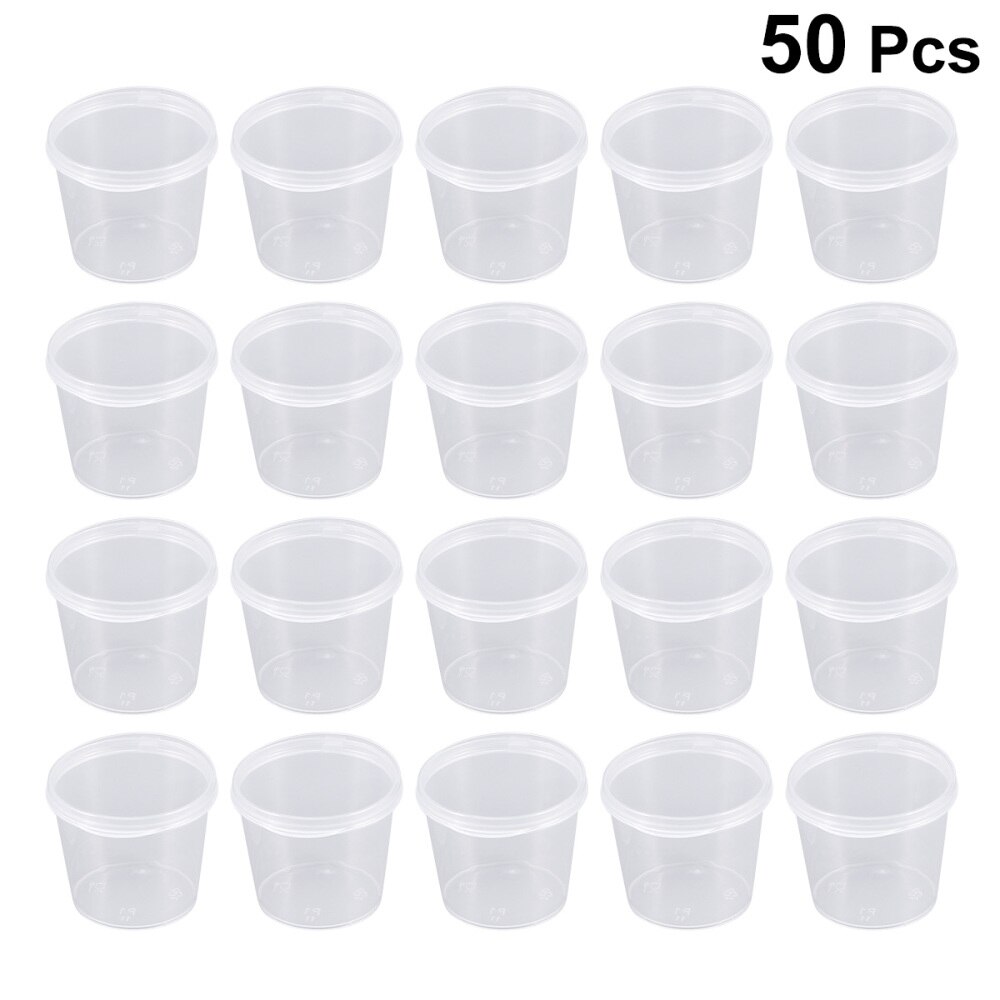 50Pcs 25Ml Wegwerp Portie Cups Clear Gedeelte Container Met Deksels Voor Jelly Yoghurt Mousses Saus