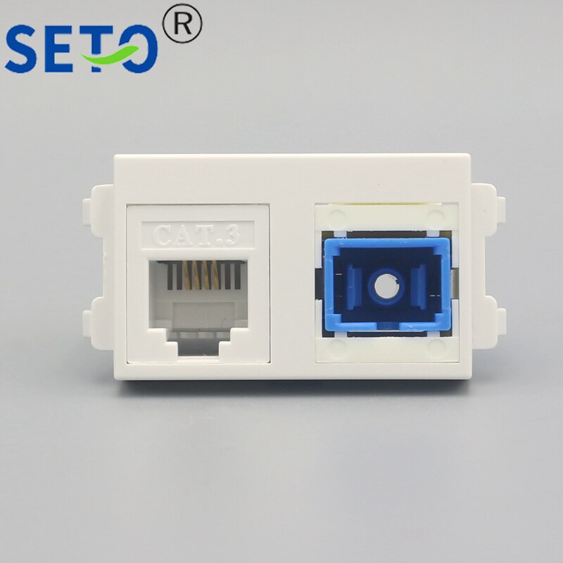 SeToCat3 Telephone Module RJ11 Phone Module + Fiber Optic SC Module Connector Keystone For Wall Plate Socket