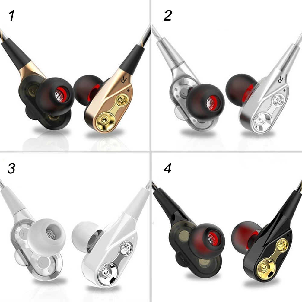 3.5mm Headphones Headset In-Ear Bass Dual Driver Earphones Stereo Hands Free Gaming Earbuds With Microphone