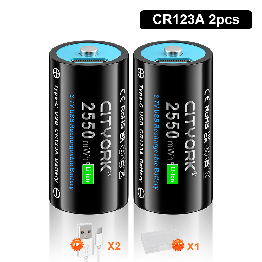 CITTORK 100% pojemność 3,7 V CR123 CR123A akumulator typu C USB ładowanie RCR123 16340 16350 baterie litowo-jonowe: Złoto
