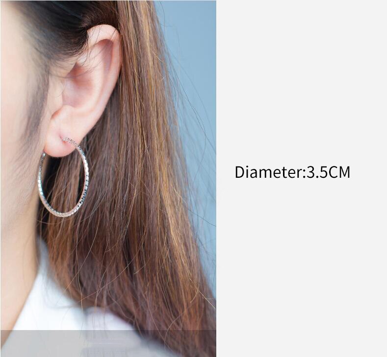 Inzatt Real 925 Sterling Zilver Minimalistische Hyperbool Ronde Sparkling Big Hoop Oorbellen Voor Verjaardag Party Mode-sieraden: 3.5CM