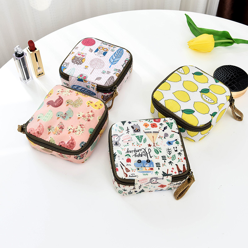 Kvinders hygiejnebind kosmetikpose opbevaringspose stor kapacitet rejse sød enkel japansk sanitets lynlås taske arrangør