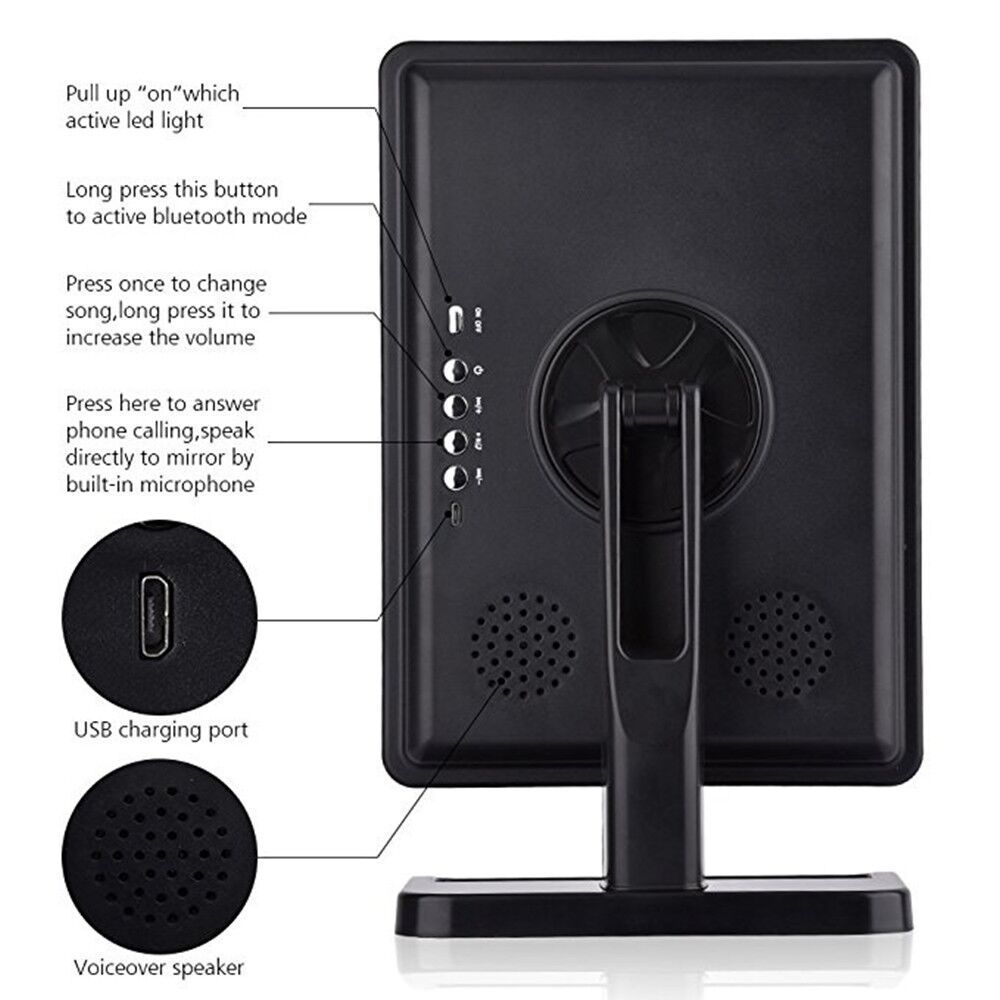 LED Makeup Mirror 20 Vanity Light Bluetooth Speaker Magnify Countertop Touch Screen Cosmetic 10x Magnifier Small Mirror Beauty