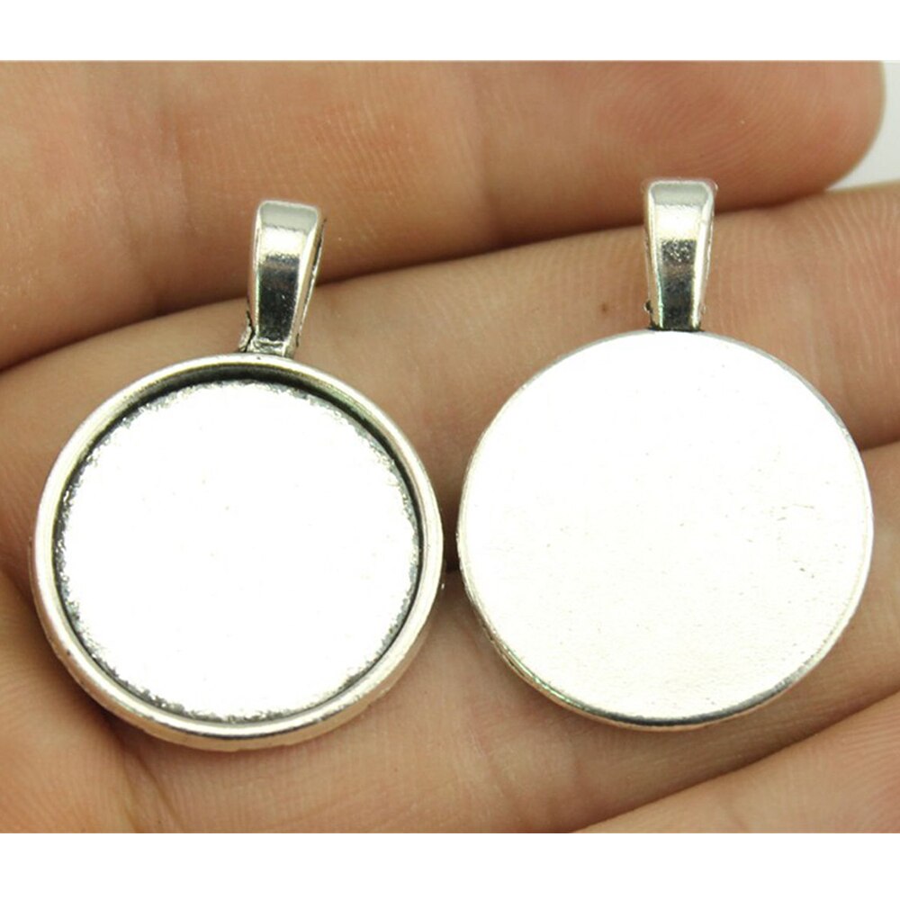 10 Stück / Los Passend für 20 mm rundes Glas Cabochon Base Setting Anhängerablage für Schmuck DIY Herstellung antiker silberner Farbe FM4024: F4055