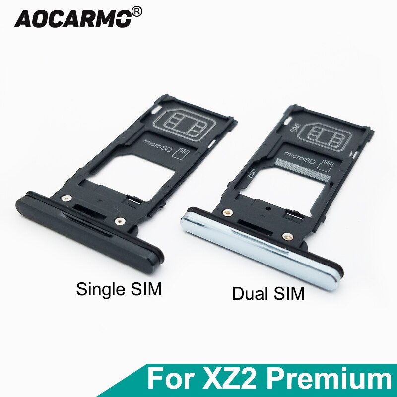 Aocarmo Voor Sony Xperia XZ2 Premium H8116 H8166 XZ2P Enkele Dual Sim Tray Slot Memory Microsd Tf Card Holder Reader