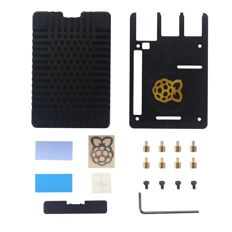 Raspberry Pi 4B Aluminum Alloy Case Ultra-thin CNC Metal Shell Passive Cooling Enclosure + 3.5 LCD for Raspberry Pi 4 Model B