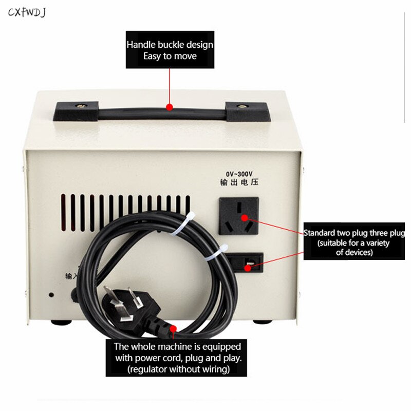 Single-Phase Voltage Regulator 220v AC Regulated Contact Type 0-300v Adjustable Power Supply Voltage Regulating Transformer 500W