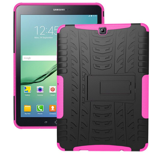 Funda rígida híbrida de TPU para tableta Samsung GALAXY Tab S2 9,7 SM T810 T815 T813 T819, carcasa resistente con película y bolígrafo: rose