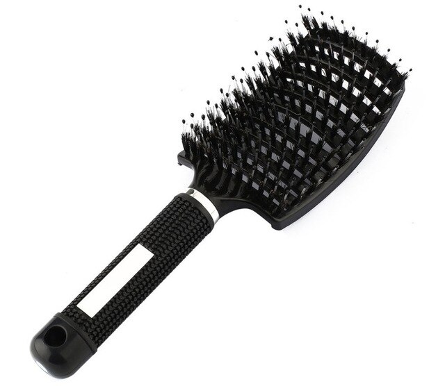 Detangling nylon børste, kvinder hår hovedbund massage kam børste hårbørste våd krøllet detangle hår børste ontwarrende nylon borstel: Sort