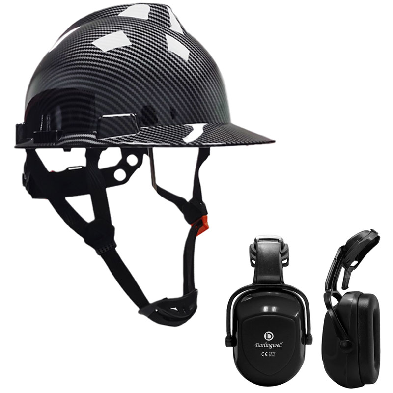 Sicherheit Helm mit Ohrenschützer Sicherheit Schutz Harte Hütte Bau Arbeit Kappe für Reiten Industrielle Sicherheit Helm: Nein Loch Helm einstellen A