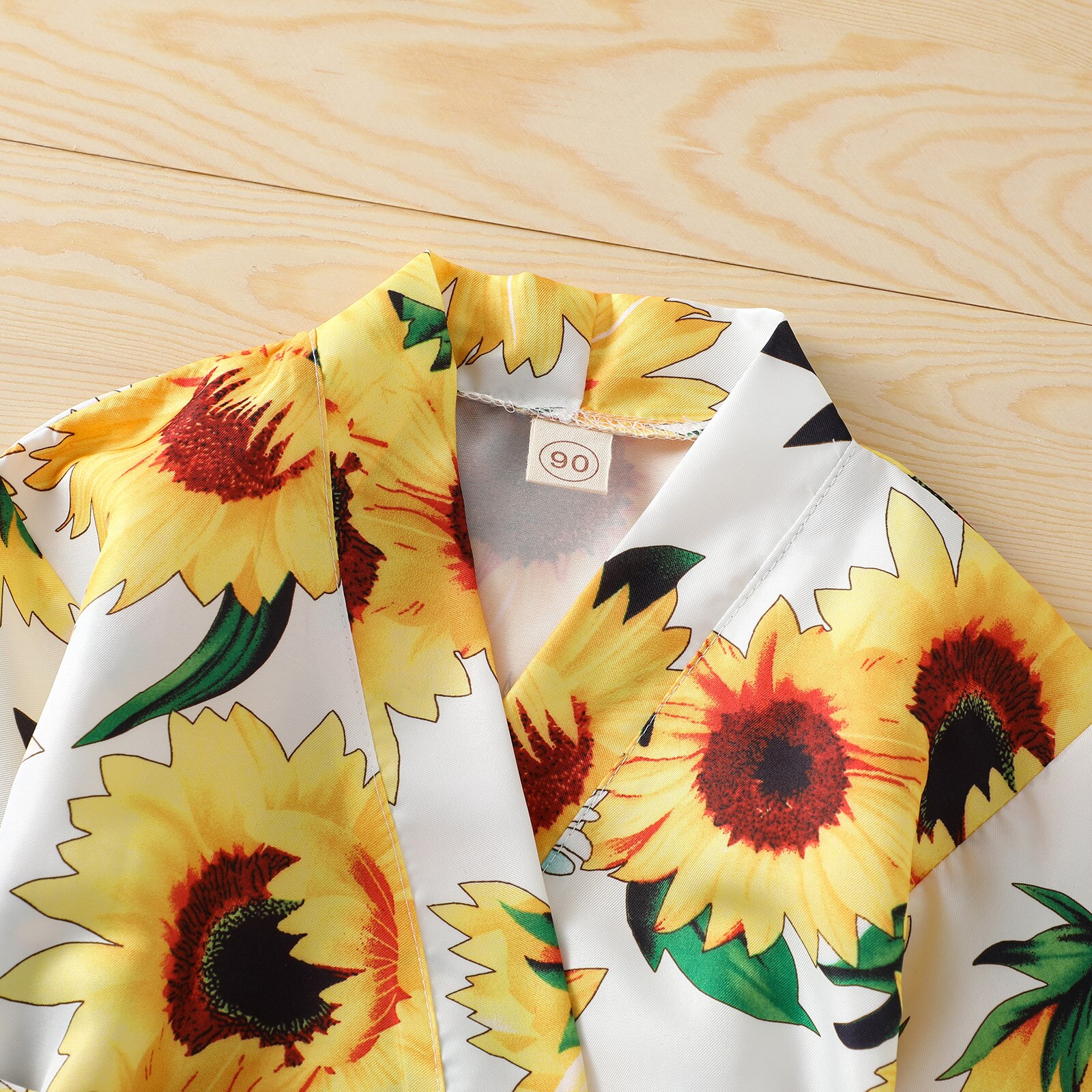 Roupão de girassol de verão 1-6 anos, camisola casual de mangas curtas para meninas