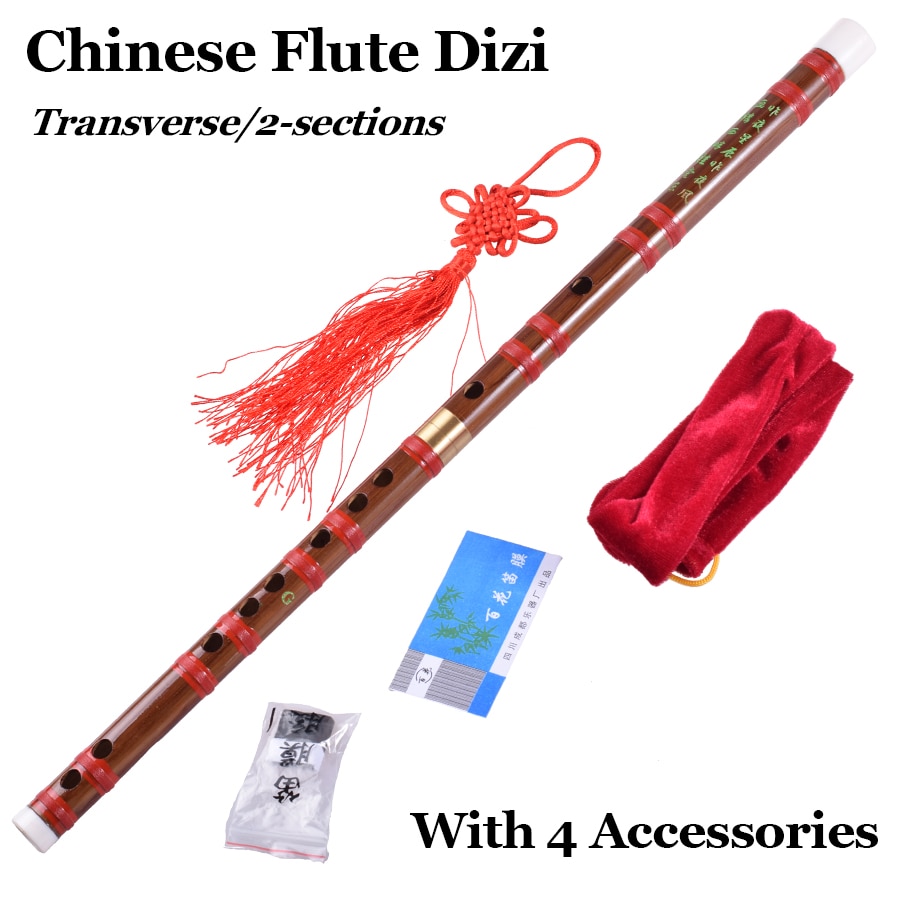 Kinesisk bambusfløjte dizi tværgående traditionelt musikinstrument for begyndere flauta kinesisk knude dimo c/d/e/f/g