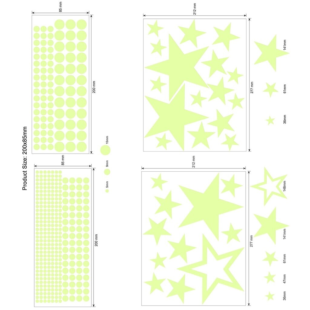 435pcs Living Room Decoratio Luminous Sticker Luminous Moon Dot Star Wall Ceiling Decal Mural Relaxing Atmosphere Bedroom n