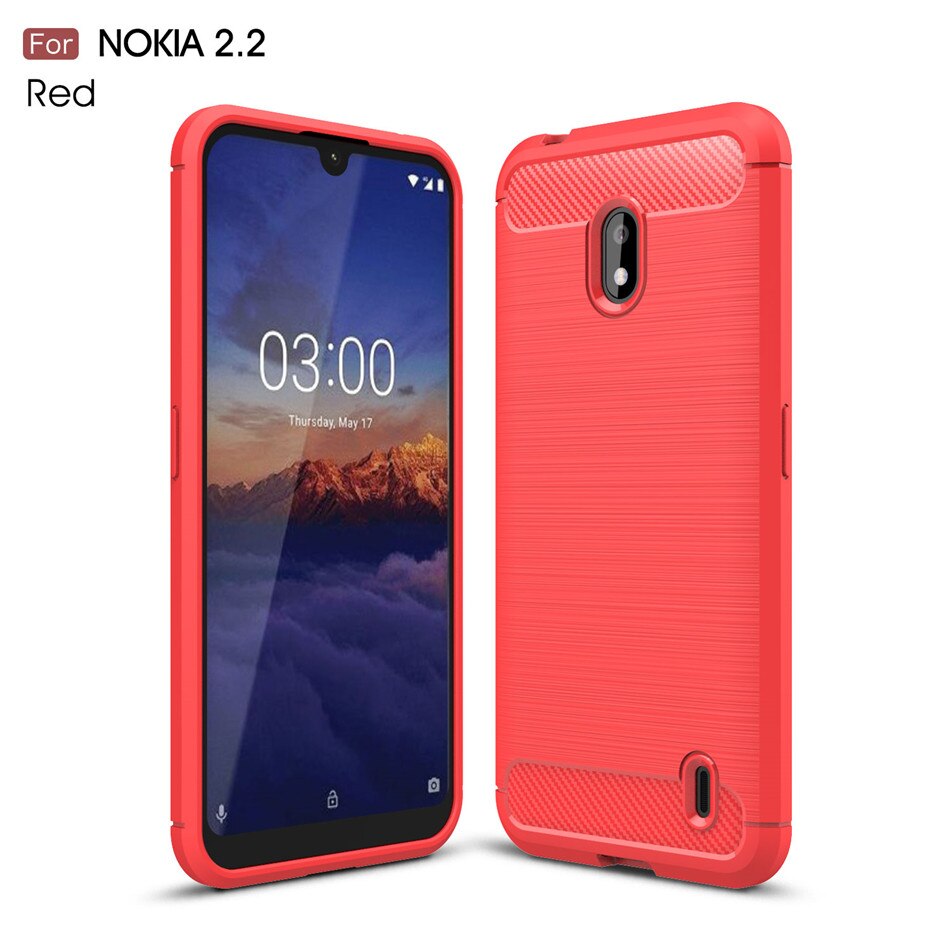 Siliconen Case Voor Nokia 2.2 2 Voor Nokia 2.1 2V Schokbestendig Gemonteerd Carbon Fiber TPU Telefoon Cover Voor Nokia 2.2 Case: For Nokia V2 / Rood