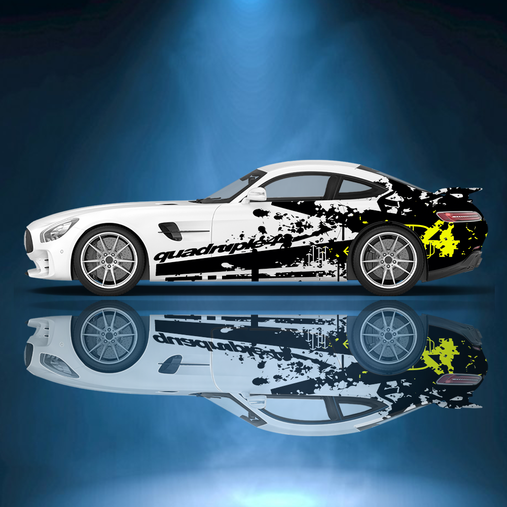 Colorful Splattered Graffiti Line Car Side Sticker Vinyl Self-adhesive Paper Motorsport Paint Decal Suitable for Truck Suv Decor: L / Red