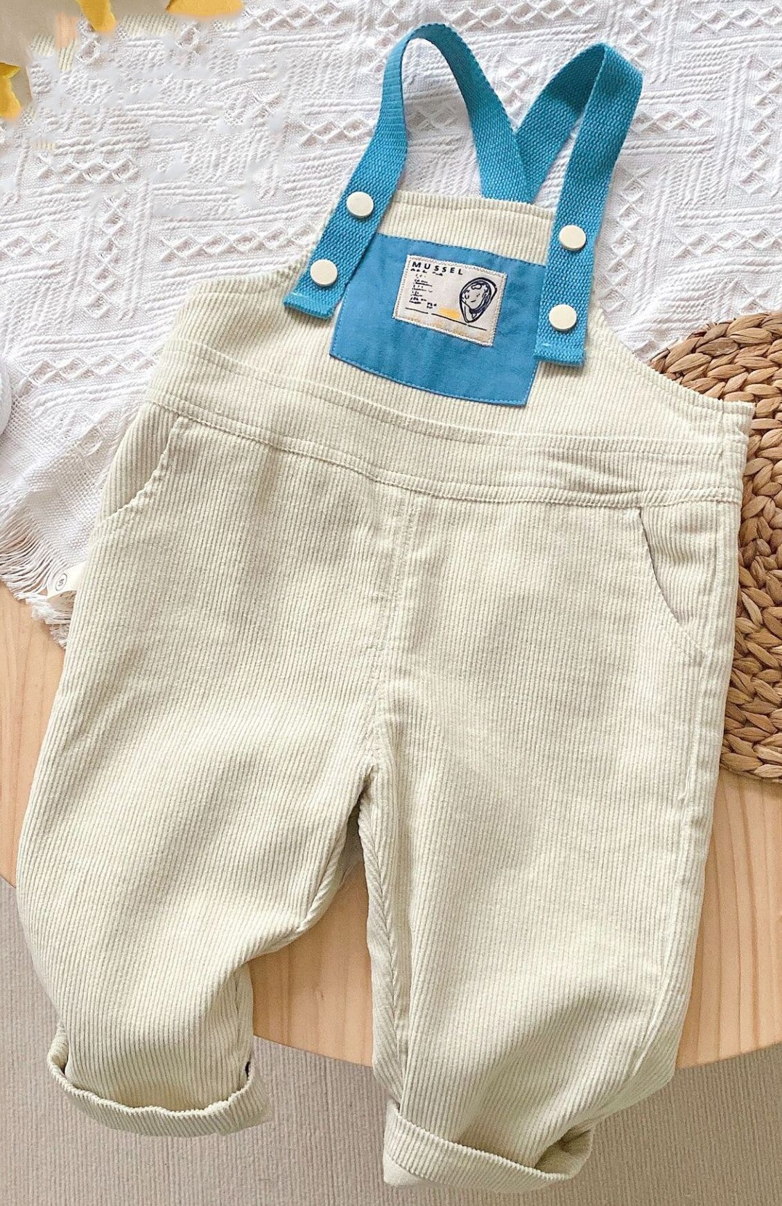 Pantalones de pana para niños y niñas, petos de , para primavera y otoño: Beige / 80