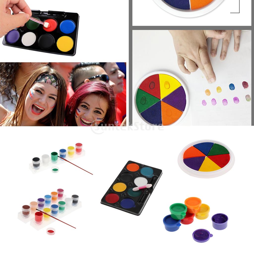 Kids Children DIY Finger Graffiti Painting Colorful Rainbow Ink Pad - 6 Vivid DIY Colors in Round Box