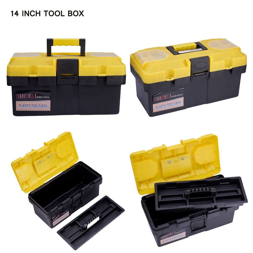 14INCH PLASTIC DIY STORAGE TOOL BOX CHEST HANDLE TRAY & COMPARTMENT TOOLBOX CASE 1pcs