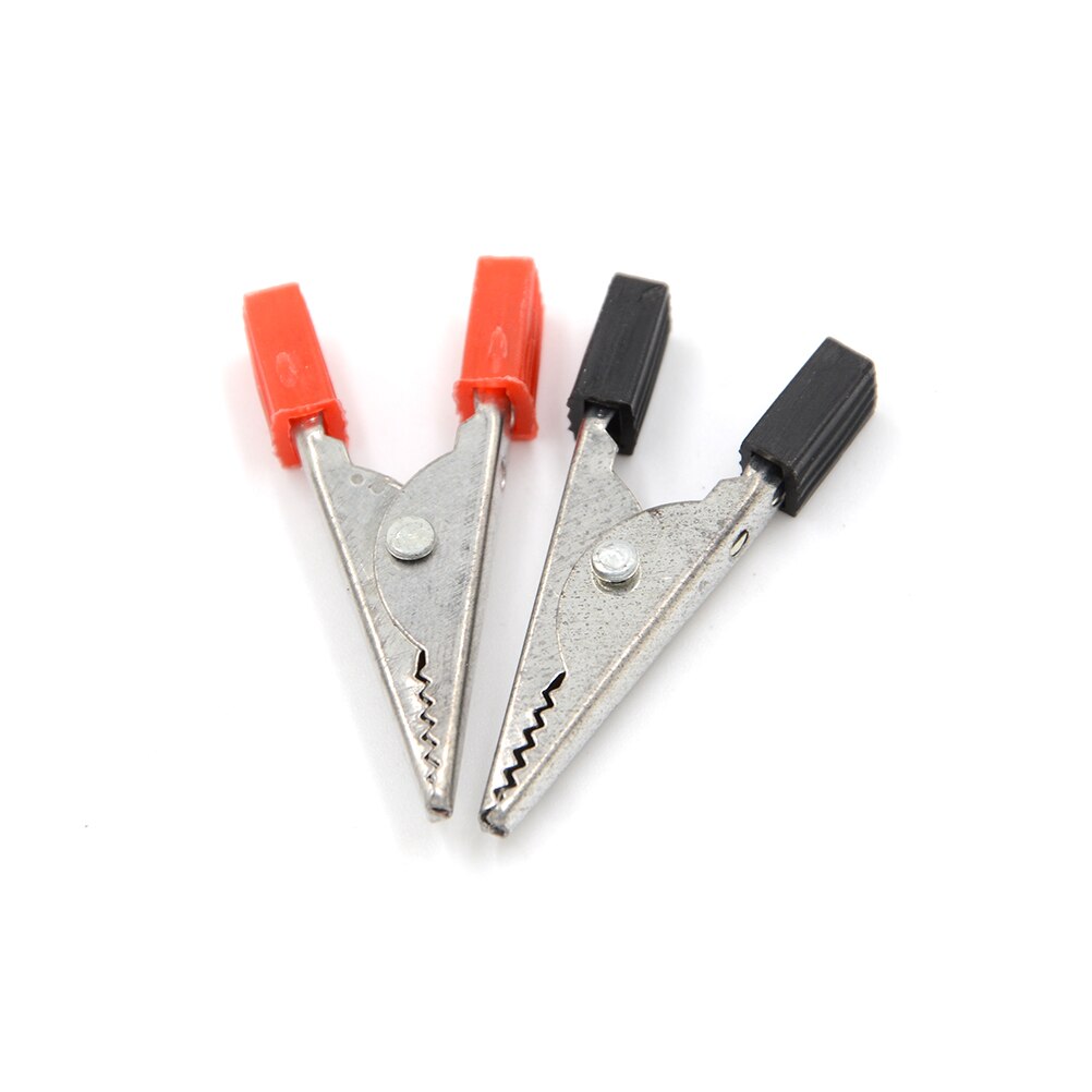 10pcs/lot 32mm Insulated Crocodile Clips Plastic Handle Cable Lead Testing Metal Alligator Clips Clamps Red+ Black