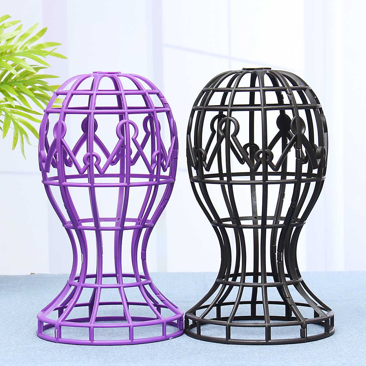 Plastic Stands Hat Cap Holder Storage Rack Support Dryer Tool Foldable Multi-Purpose Training Head Hair Head Stand Black/Purple