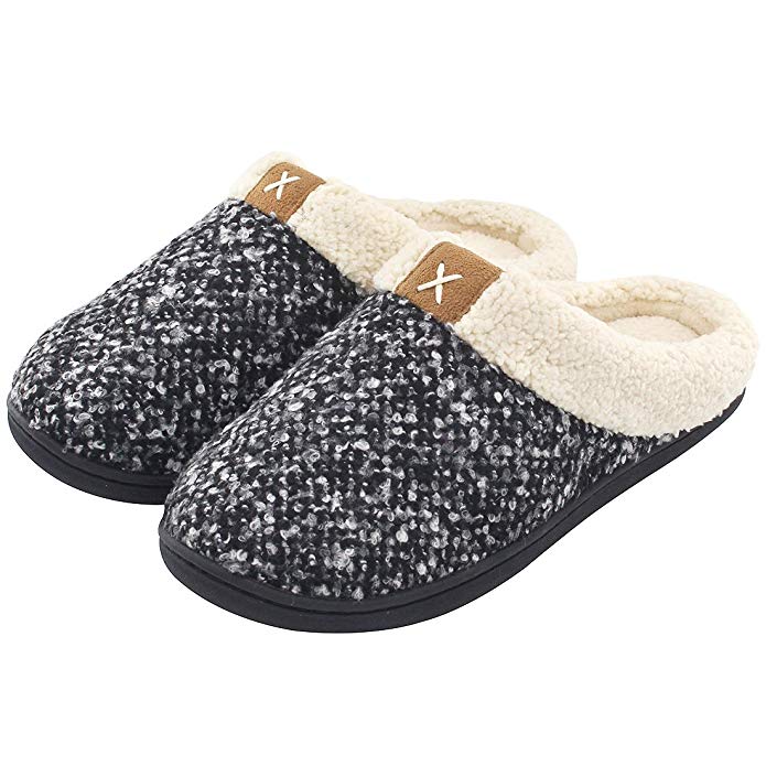 Asifn Mannen Thuis Gezellige Traagschuim Slippers Met Bont Warm Indoor Man Basic Antislip Winter Slippers Sepatu Pria mannen Schoenen: Grijs / 8