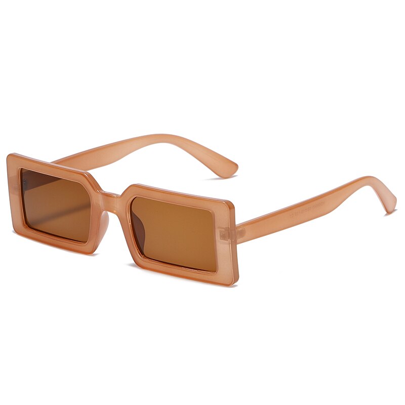 Små firkantede solbriller kvinder mænd trendy vintage mærke grøn gradient linse solbriller til kvindelige briller  uv400: Brun