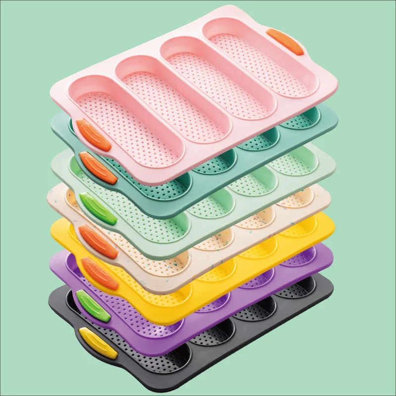 4-slot Open Silicone Bread Mold Non-Stick Bread Silicone Mould French Baguette Mold Baking Pans For Kitchen Baking Tool