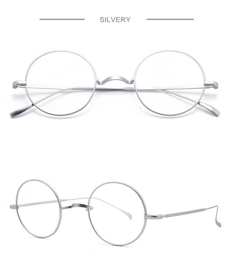 Monture de lunettes B en titane pour hommes, ultraléger, petite, ronde, monture optique, Prescription, nouvelle, Vintage, pour femmes: Argent