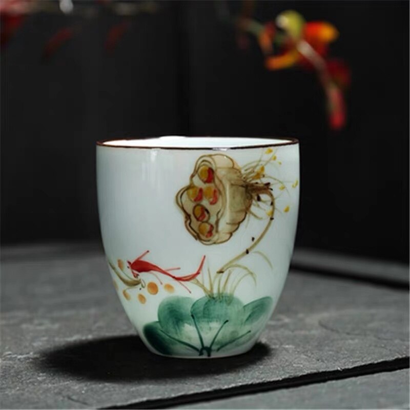 Keramische Traditionele Chinese Thee Kopjes Wit Porselein Thee Set Accessoires Kantoor Theekopjes Draagbare Retro Water Mok Drinkware: L