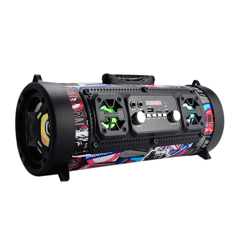 2018wireless backpack small round speakers bazooka Multimedia speaker music player Boom box sound system with Fm radio: flag