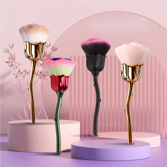 Pincel de flor rosa para accesorios de manicura, herramienta para mujeres, herramientas de belleza facial, cepillo para polvo de decoración de uñas, 1 Uds., herramientas de maquillaje de aseo