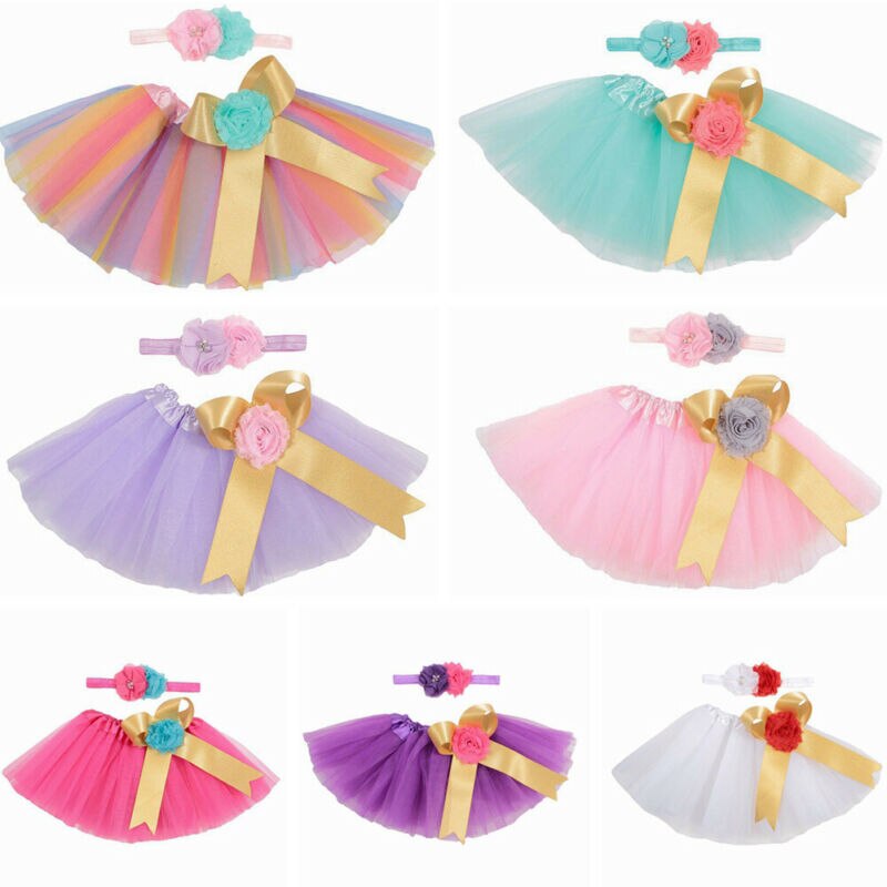 Dropshipping bonito bebê recém-nascido flor bandana & tutu saia fotografia prop traje presente