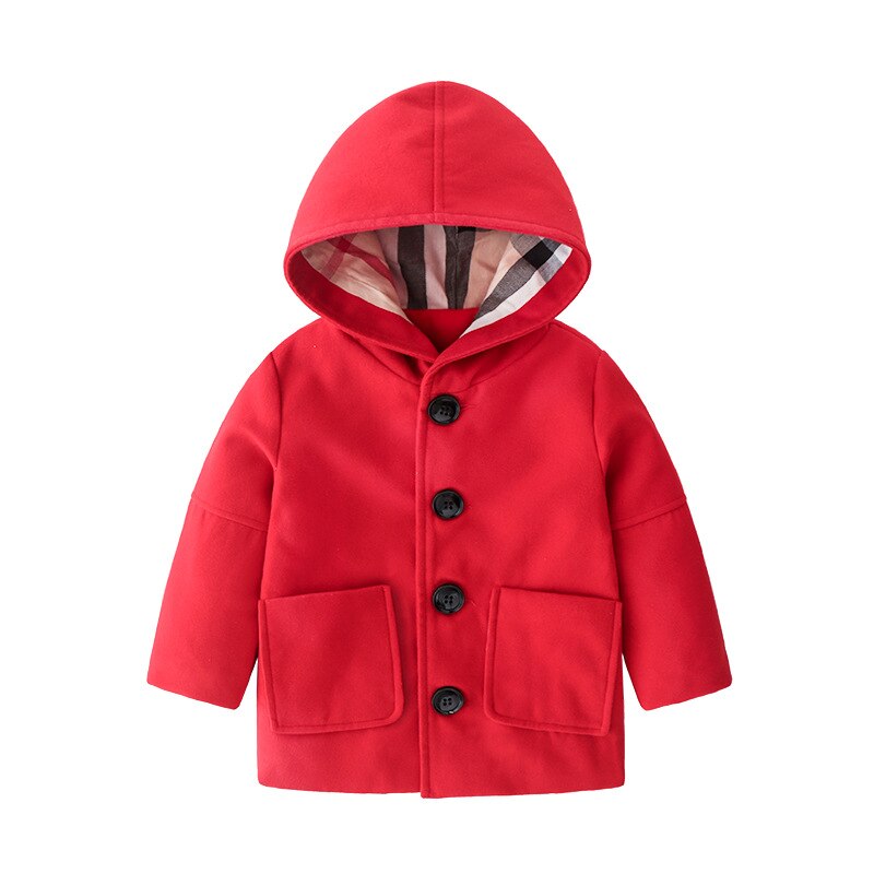 Winter Kinderen Meisjes En Jongens Hooded Lange Jas: Red / L