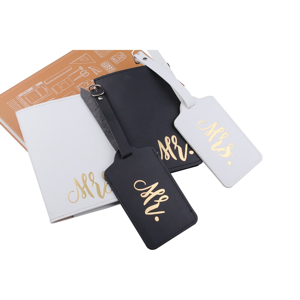 Pu læder mr. mrs. rejsetilbehør sæt bagagemærke & passæt rejsetilbehør id-mærke pasholder  lt37 ch 12