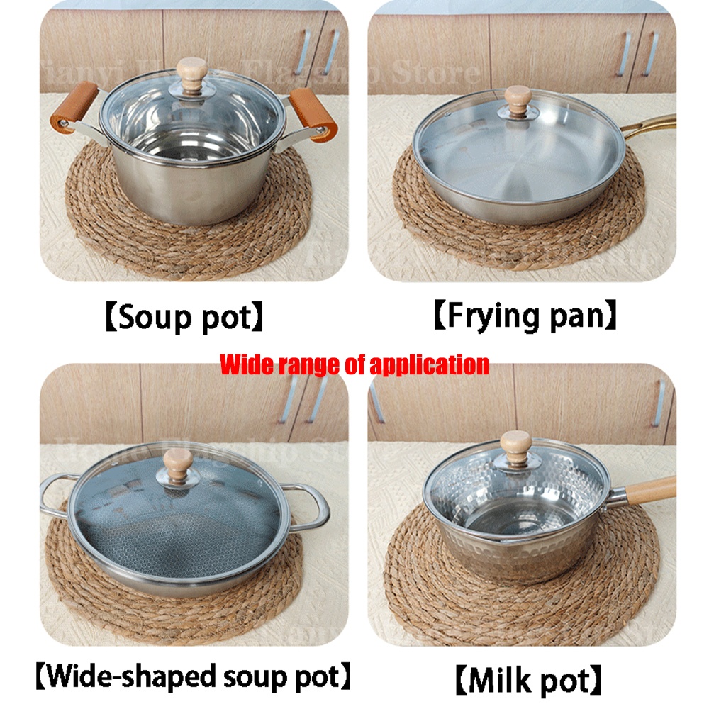 Tempered Glass Pot Lid Wooden Handle Rimmed Pan Lid Spill Shatter-Proof Round Chef Glass Cover for Versatile Home Cooking Pan